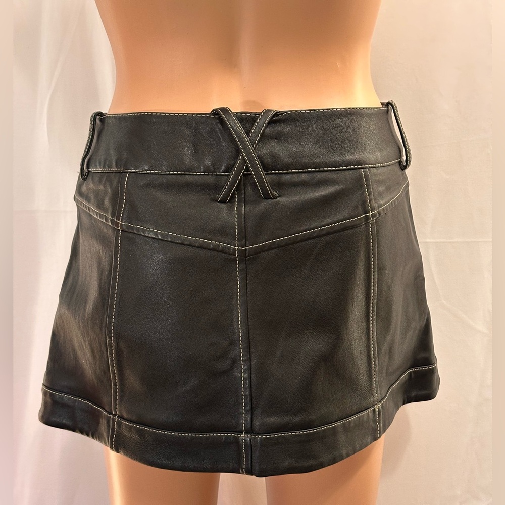 NWT PRISCAVera A-Line Leather Mini Skirt in Black NEW FWRD BLACK - Picture 8 of 8